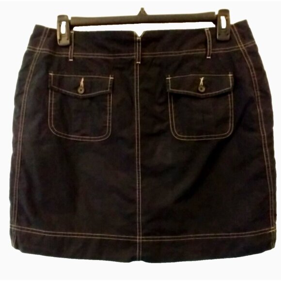 Lands' End Skort Black Cotton 4-Pockets Zipper Topstitch Detail - Size 14 - Picture 5 of 8